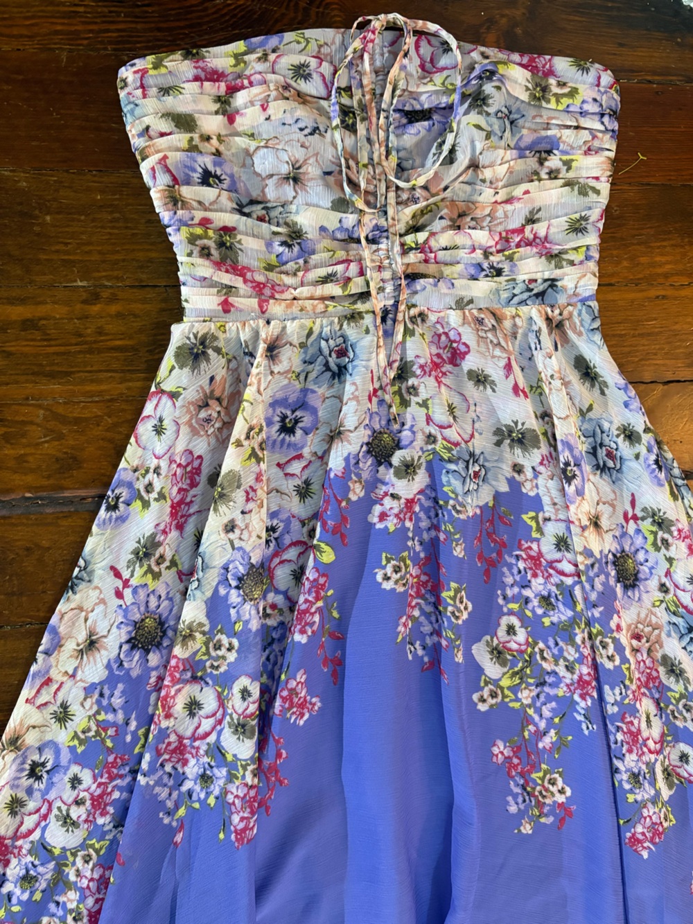 White House black market purple floral midi flowy halter dress size 4 - Picture 3 of 6